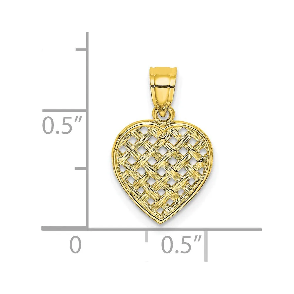 10K Cut-Out Textured Woven Heart Charm
