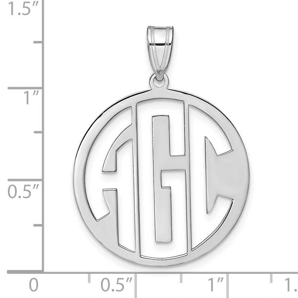 10KW Polished Cut Out Block Letter Circle Monogram Pendant