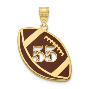 10KY Enameled Personalized Football with Cut Out Number Pendant