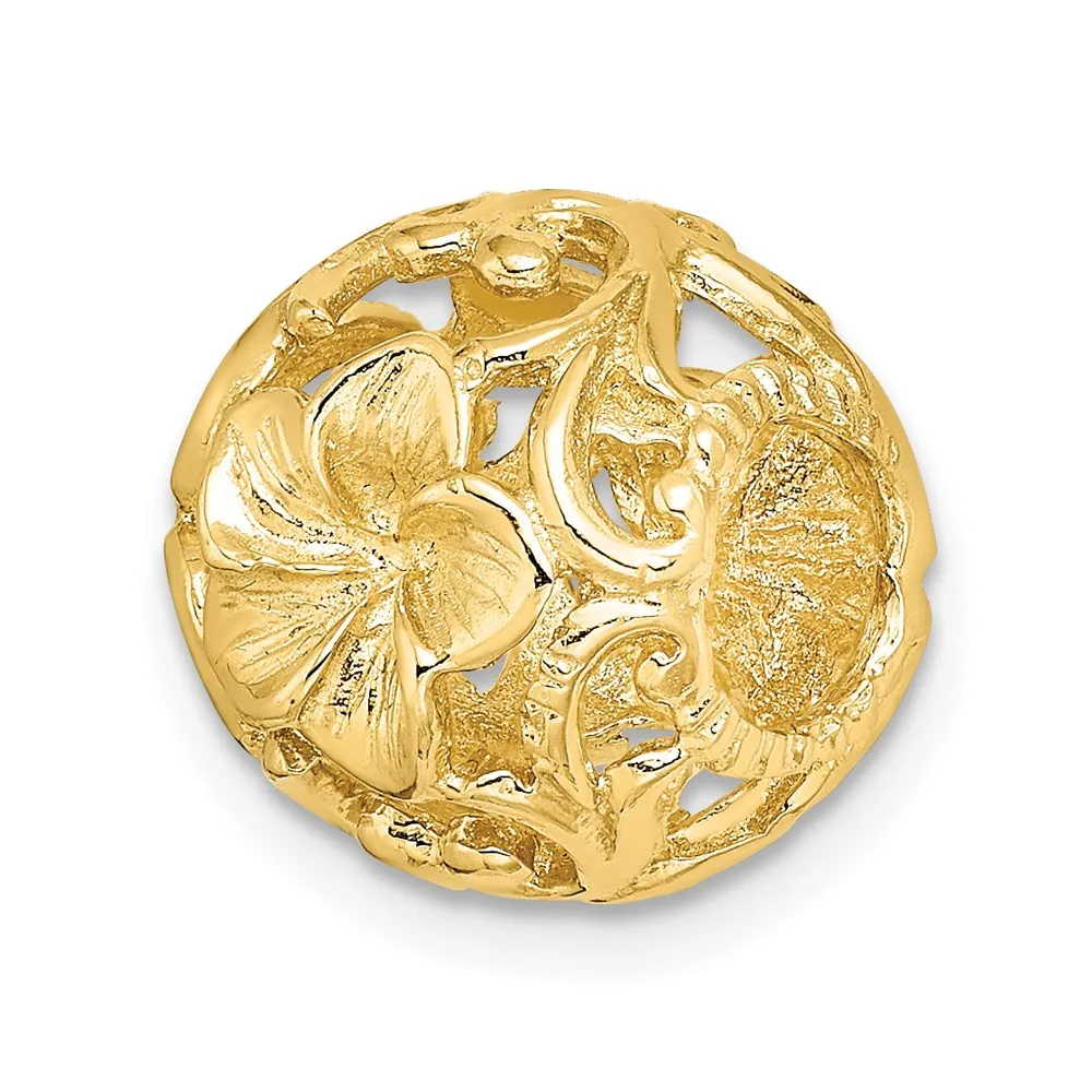 14K 3-D Cut-out Flower Barrel Slide Charm