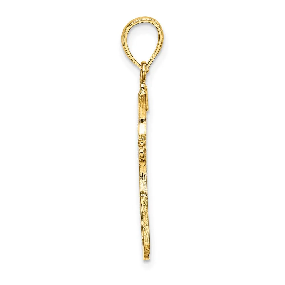14K Cross Cut-Out and Polished Cross Charm
