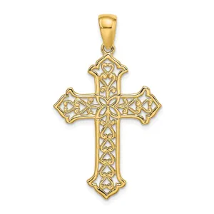 14K Cut-out Budded Cross Charm