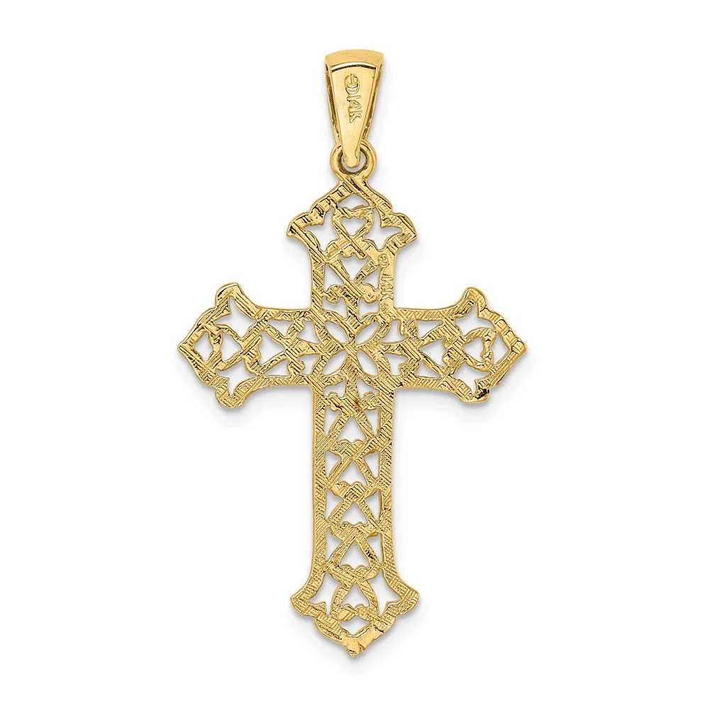 14K Cut-out Budded Cross Charm