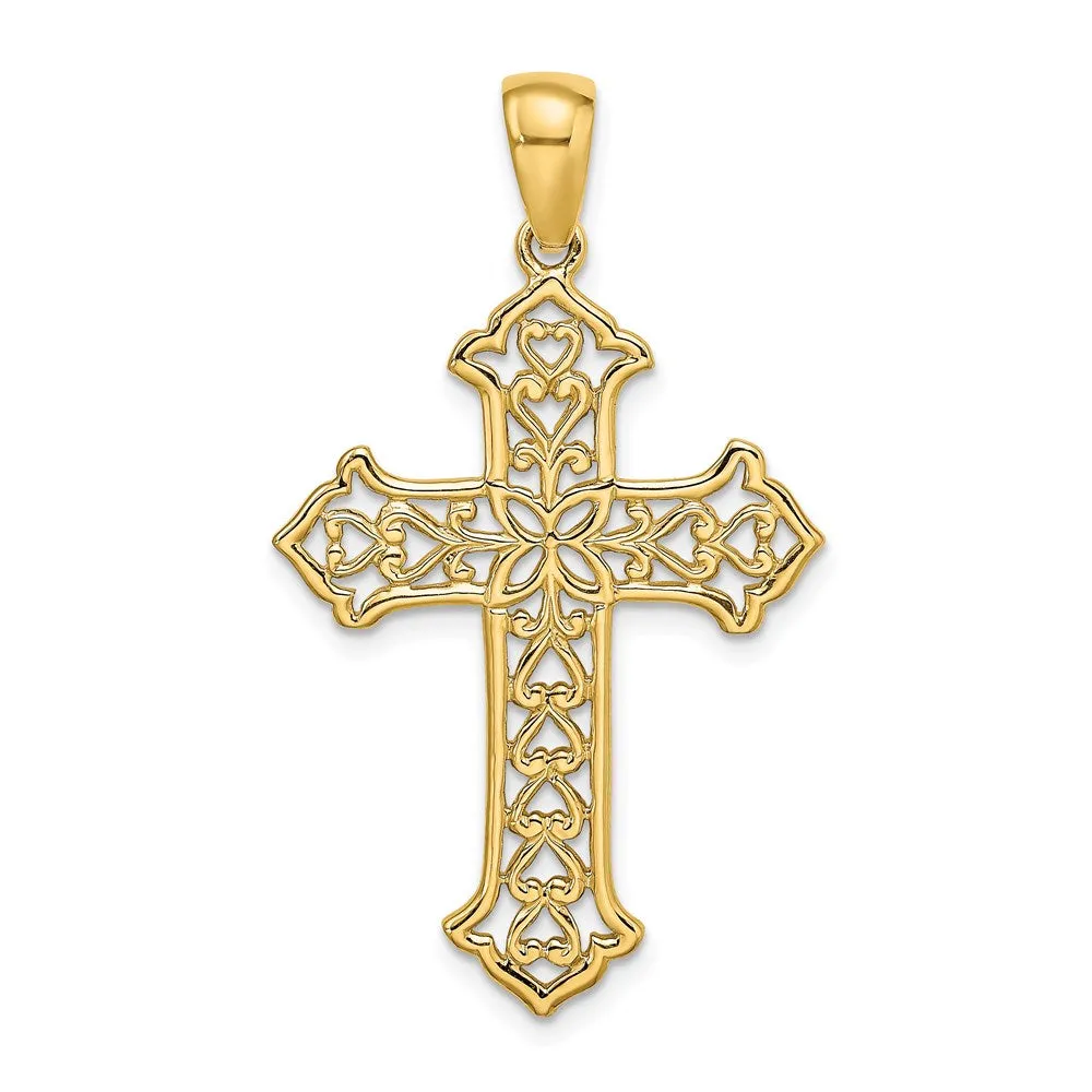 14K Cut-out Budded Cross Charm