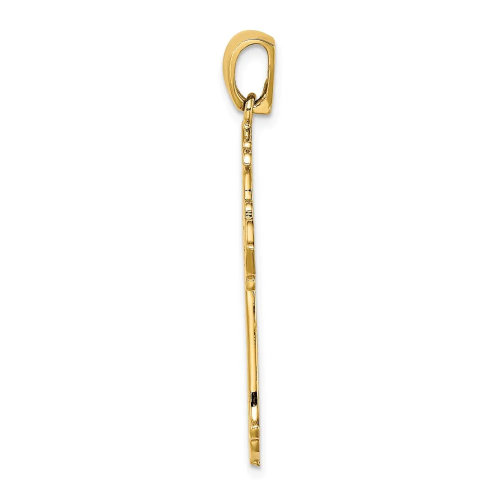 14K Cut-out Budded Cross Charm