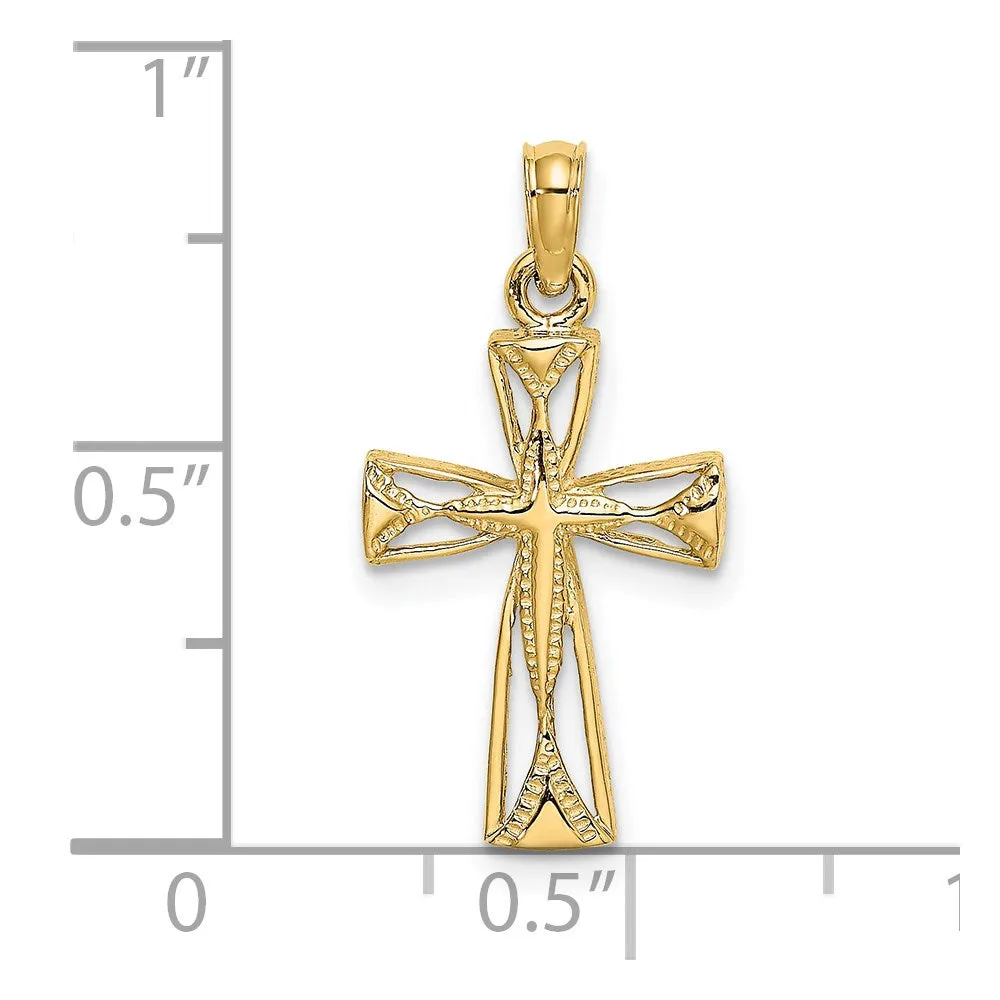 14K Cut-Out Cross w/ Triangle Ends Charm