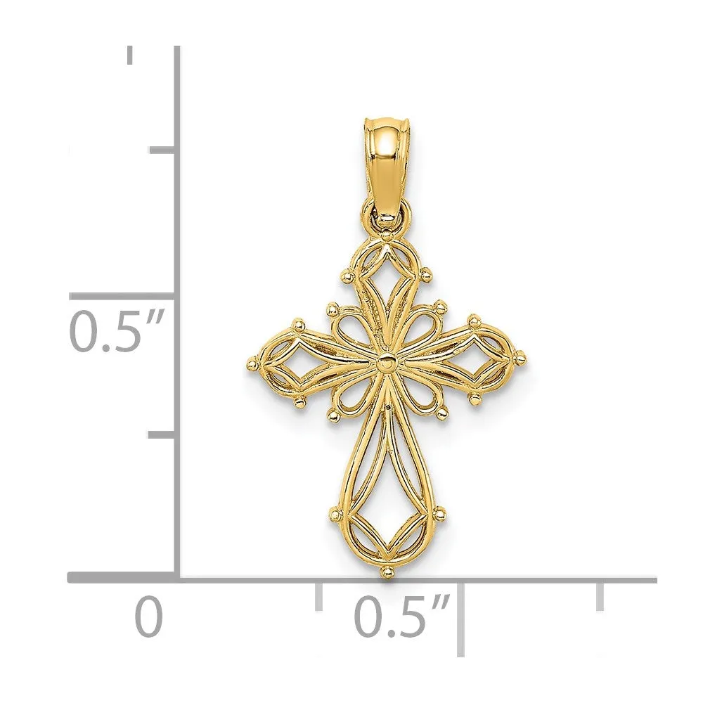 14K Cut-Out Fancy Cross Charm