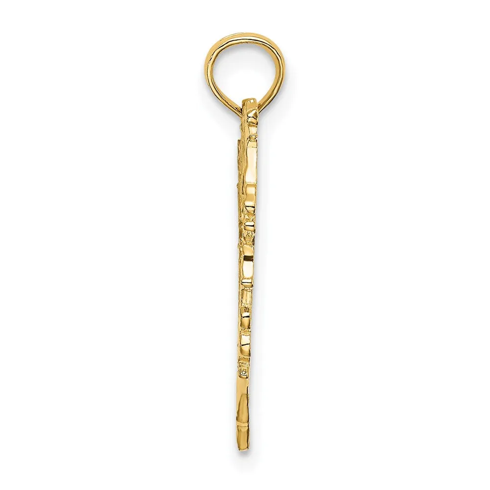 14K Cut-Out Floral Heart Charm