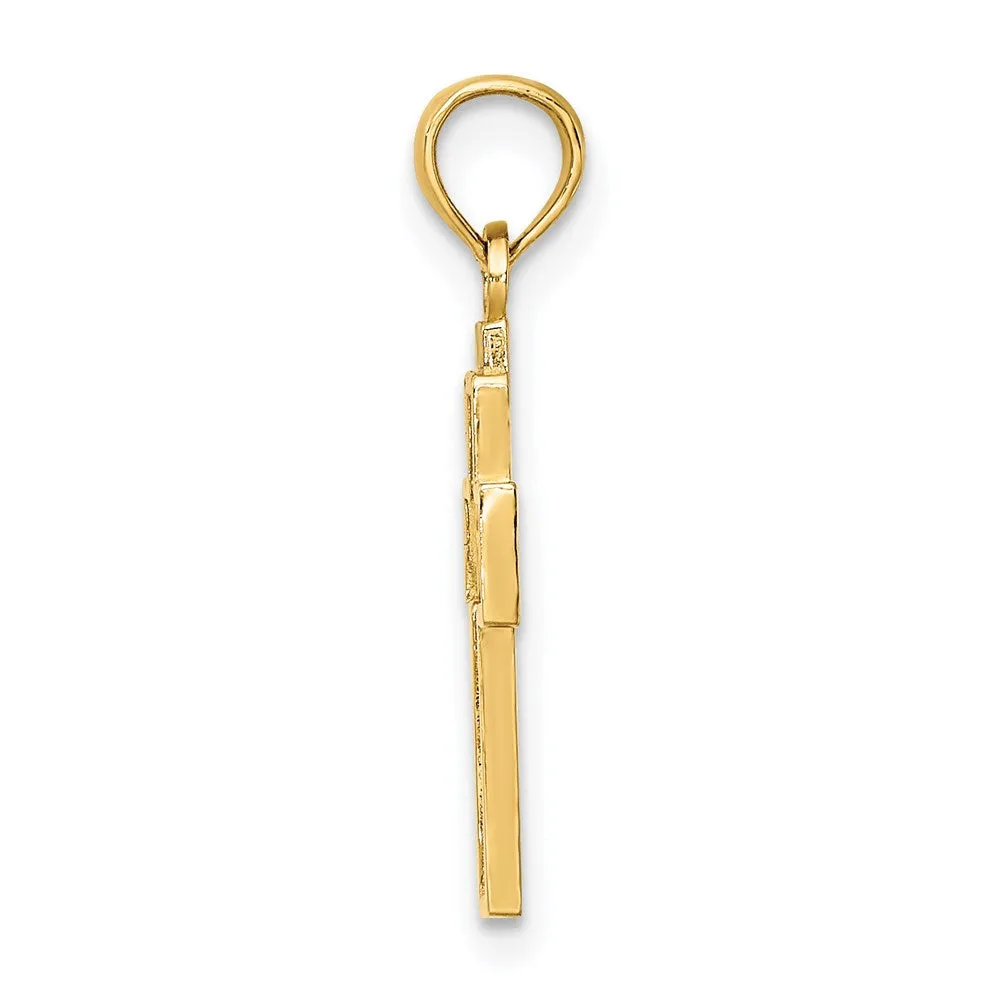 14K Cut-Out Heart Design Cross Charm