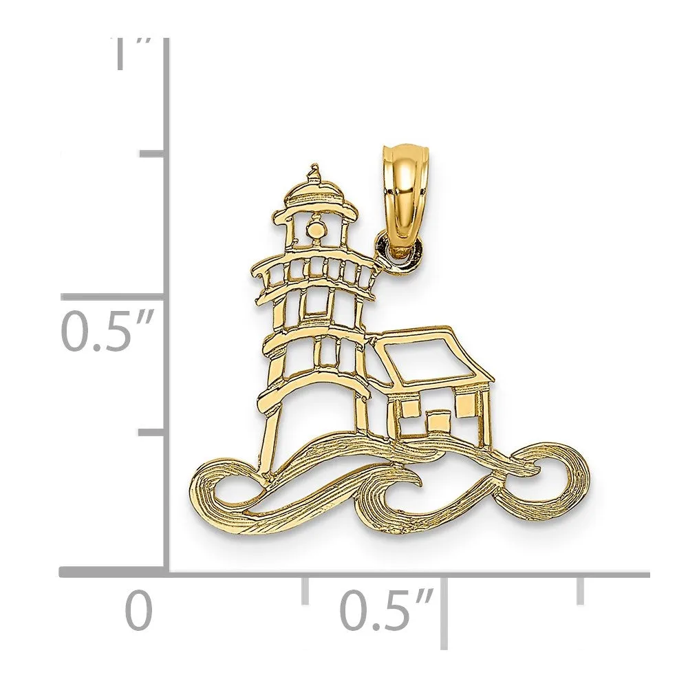 14K Cut-Out Lighthouse w/ Water Charm