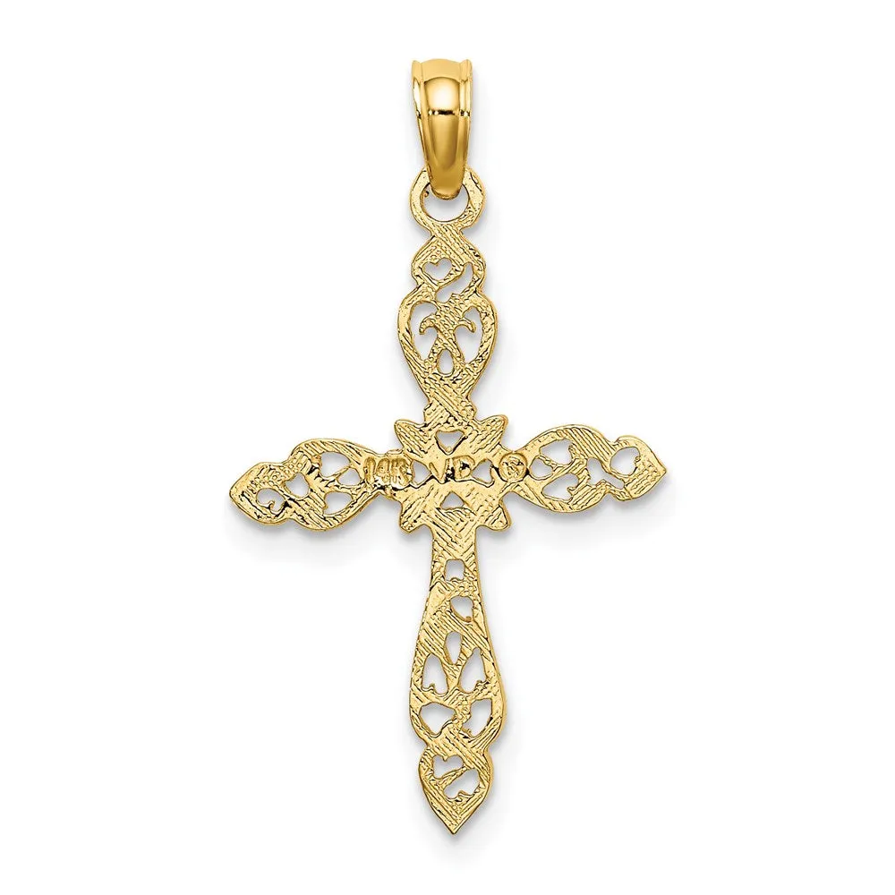 14K Polished and Cut-Out Cross Charm