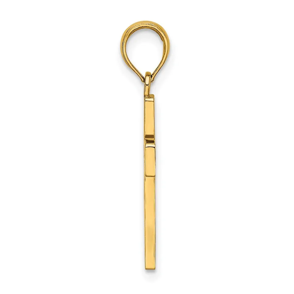 14K Polished Cut-Out Cross Charm
