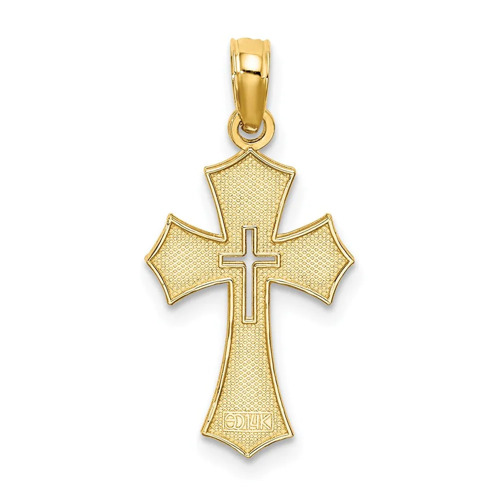 14K Textured Cut-Out Center Cross Charm