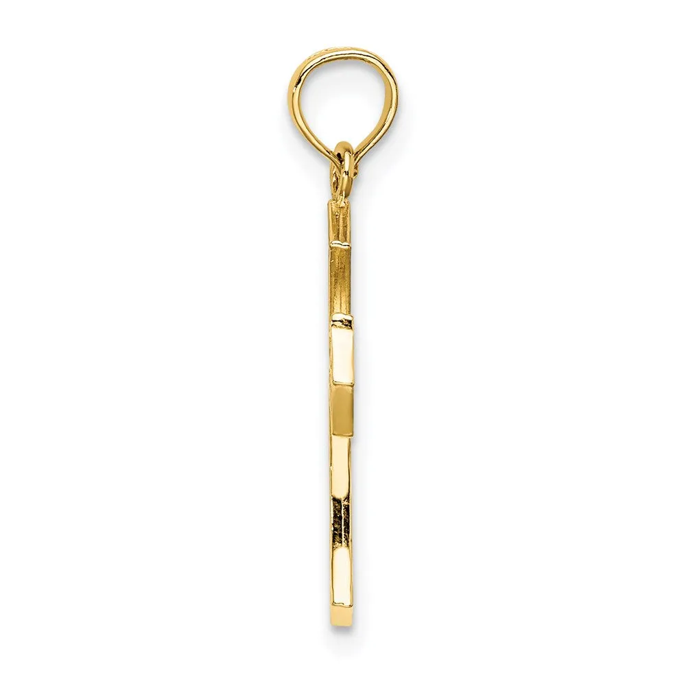 14K Textured Cut-Out Center Cross Charm