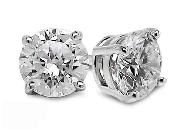 1/5 Carats Total Weight Solitaire Diamond Earrings GH/SI1-SI2 14K White Gold