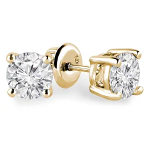 1/5 Carats Total Weight Solitaire Diamond Earrings GH/SI1-SI2 14K White Gold