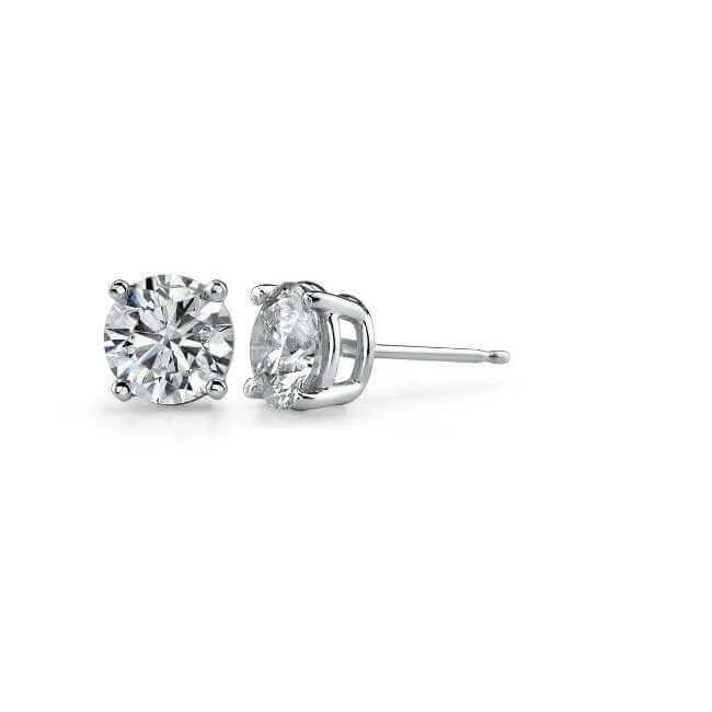 1/5 Carats Total Weight Solitaire Diamond Earrings GH/SI1-SI2 14K White Gold