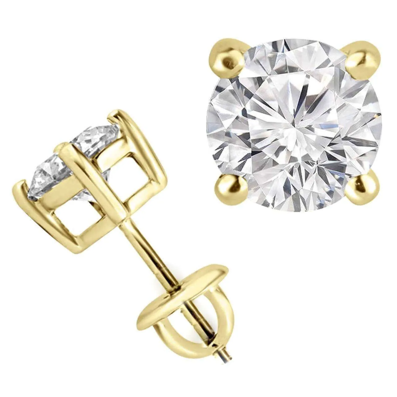 1/5 Carats Total Weight Solitaire Diamond Earrings GH/SI1-SI2 14K White Gold