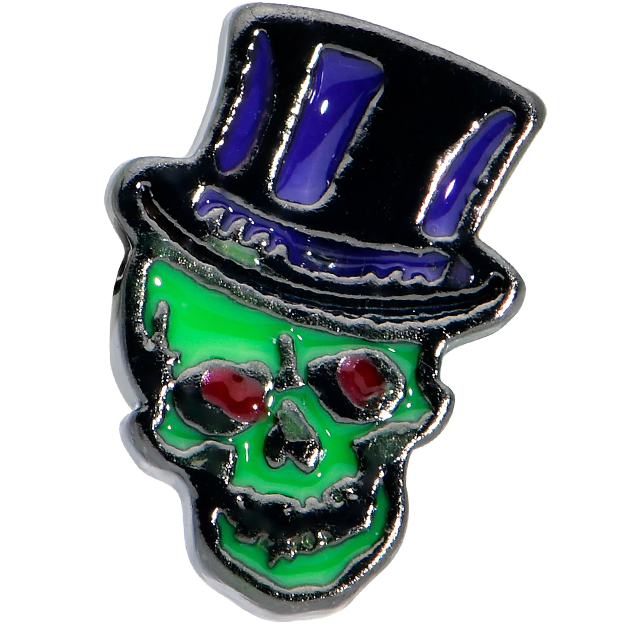 16 Gauge 1/4 Green Top Hat Skull Halloween Cartilage Tragus Earring