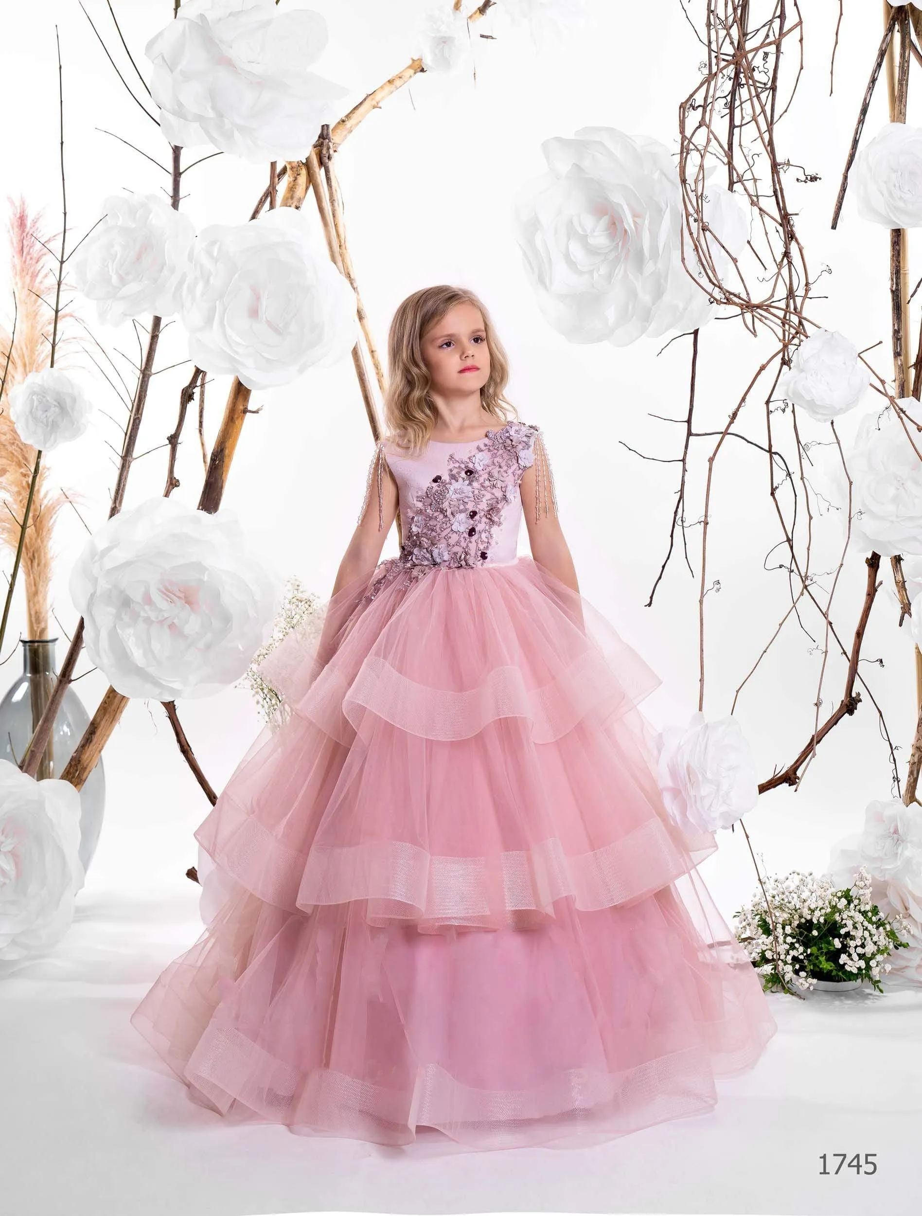 1745 Alexandria Tank-top Ruffled Gown