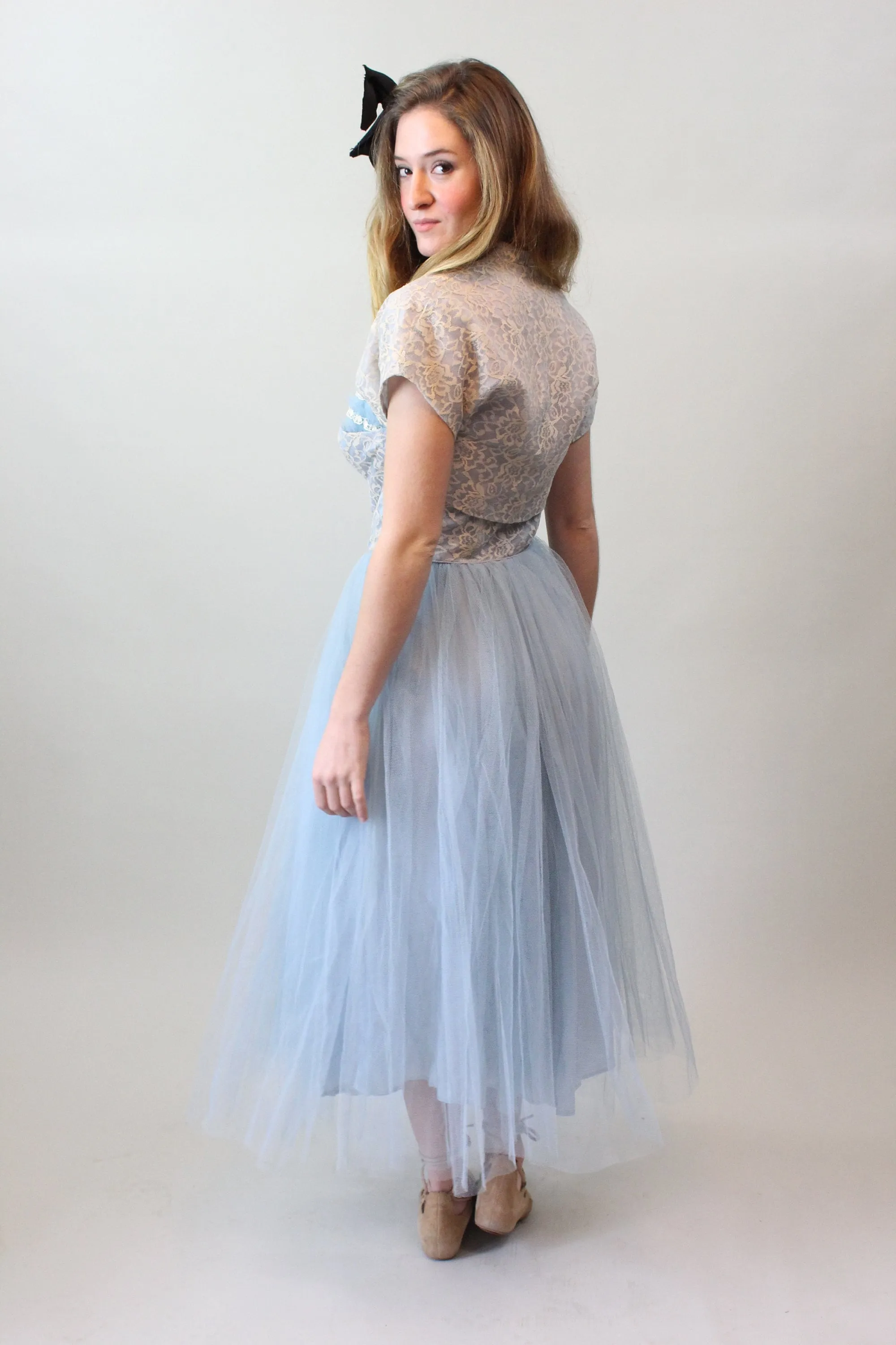 1950s blue CUPCAKE lace tulle dress small  | new spring summer