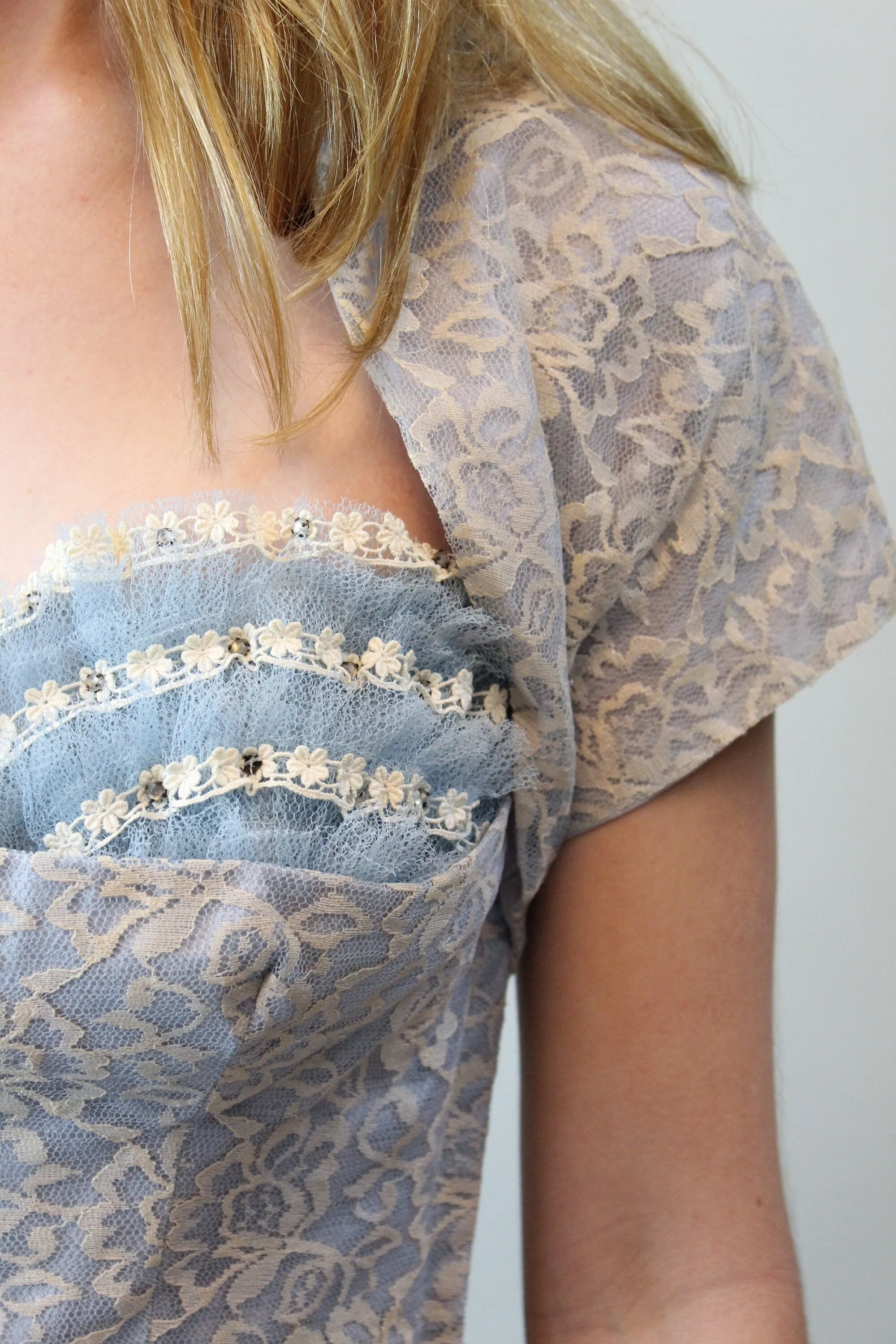 1950s blue CUPCAKE lace tulle dress small  | new spring summer