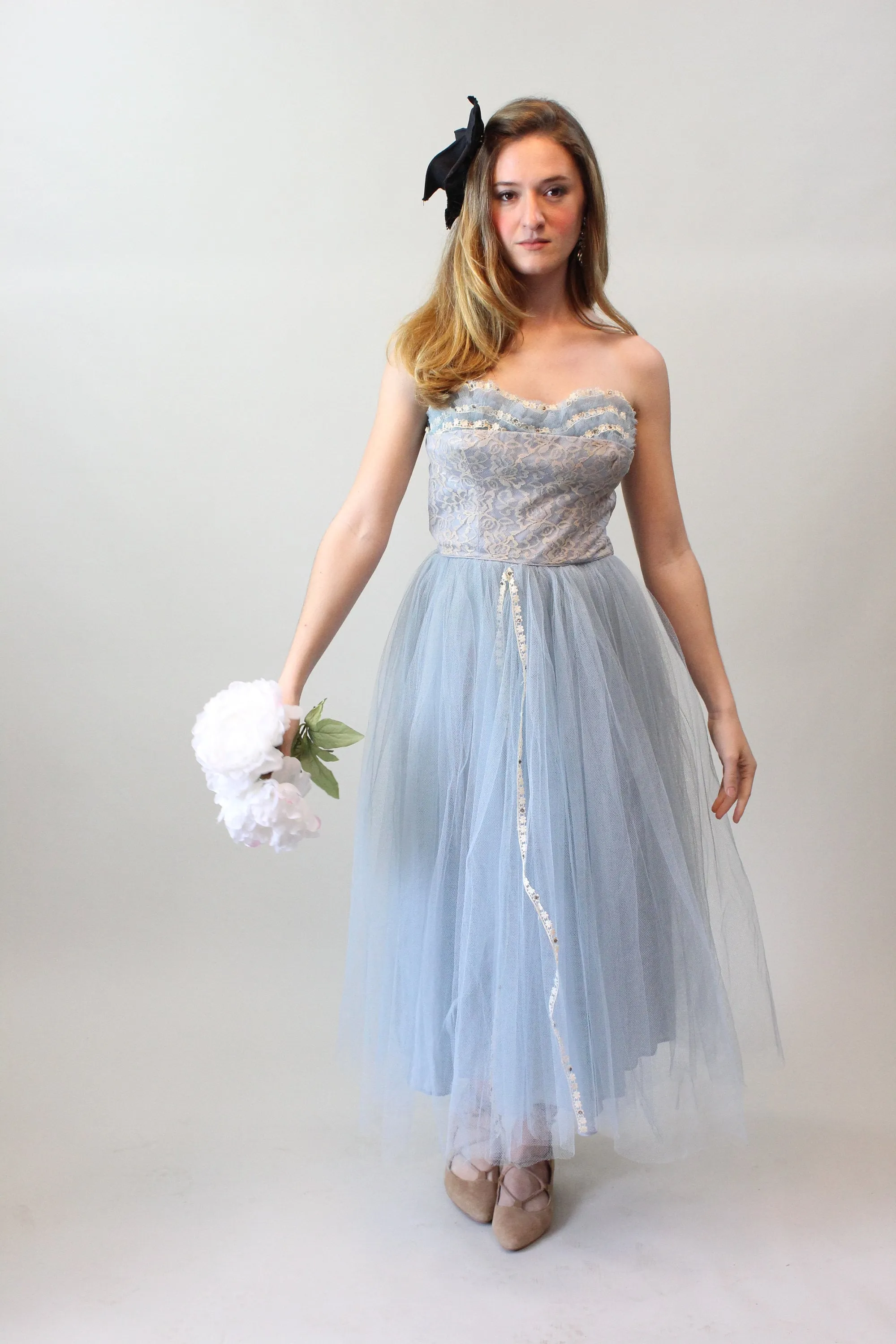 1950s blue CUPCAKE lace tulle dress small  | new spring summer