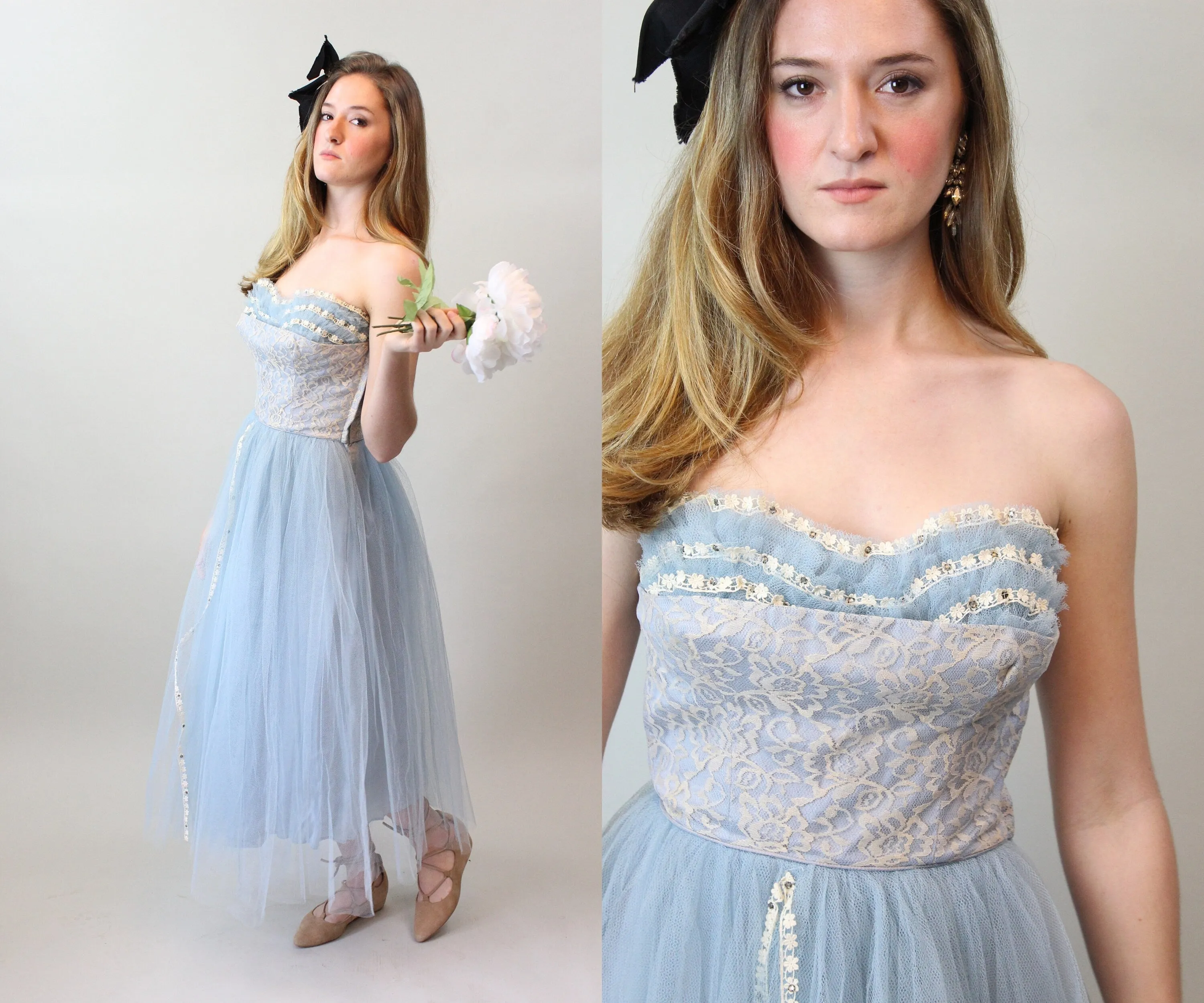 1950s blue CUPCAKE lace tulle dress small  | new spring summer