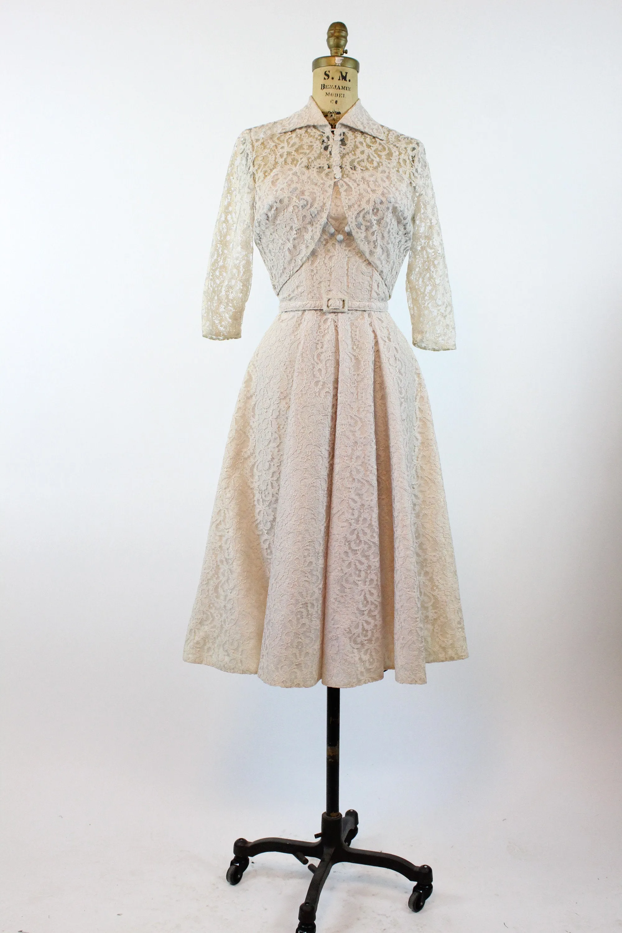 1950s LACE dress and BOLERO xs | new spring