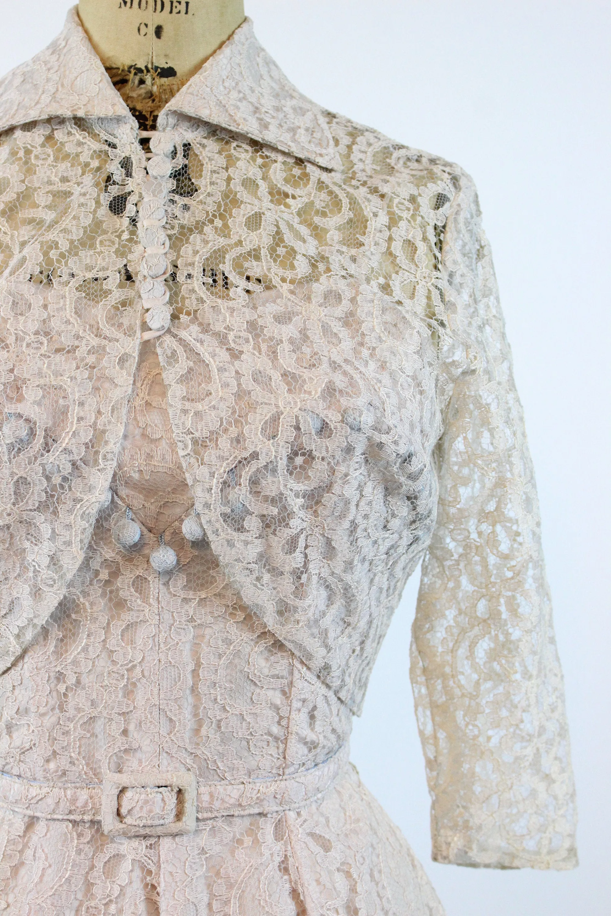 1950s LACE dress and BOLERO xs | new spring