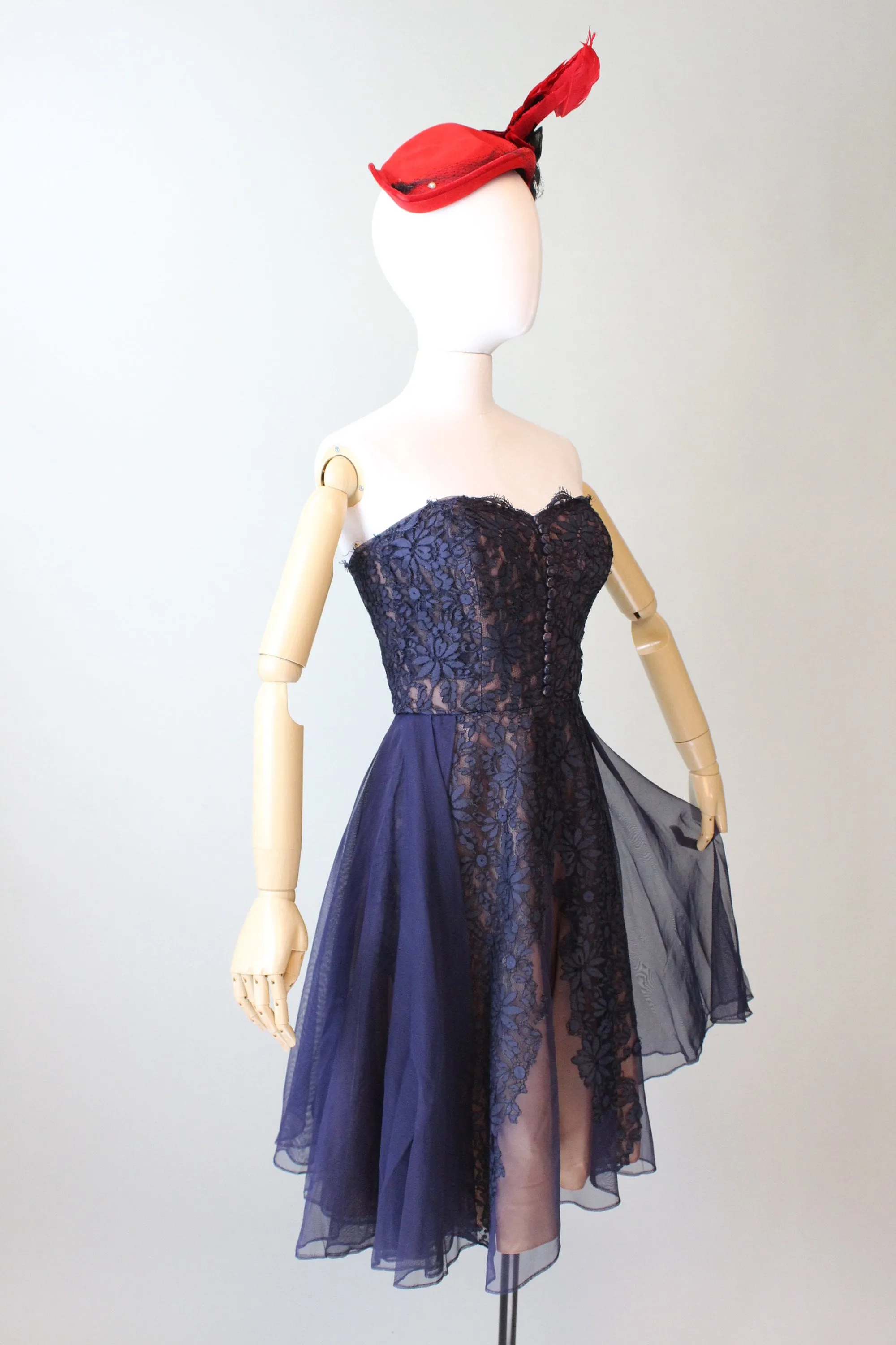 1950s PEGGY HUNT strapless OVERSKIRT dress small  | new spring summer