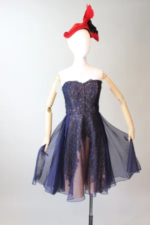 1950s PEGGY HUNT strapless OVERSKIRT dress small  | new spring summer