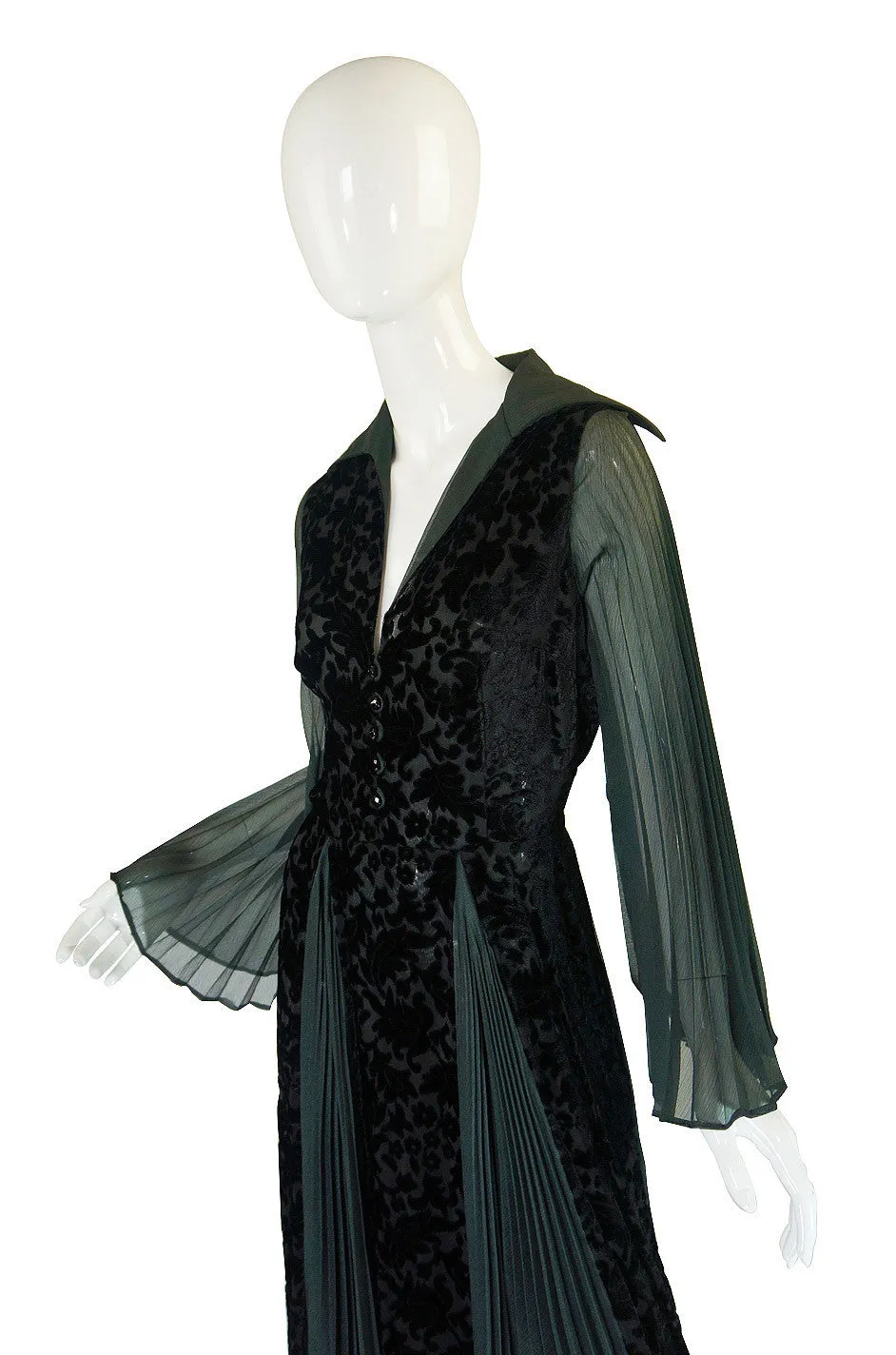1970s Cut Velvet Thea Porter Gown