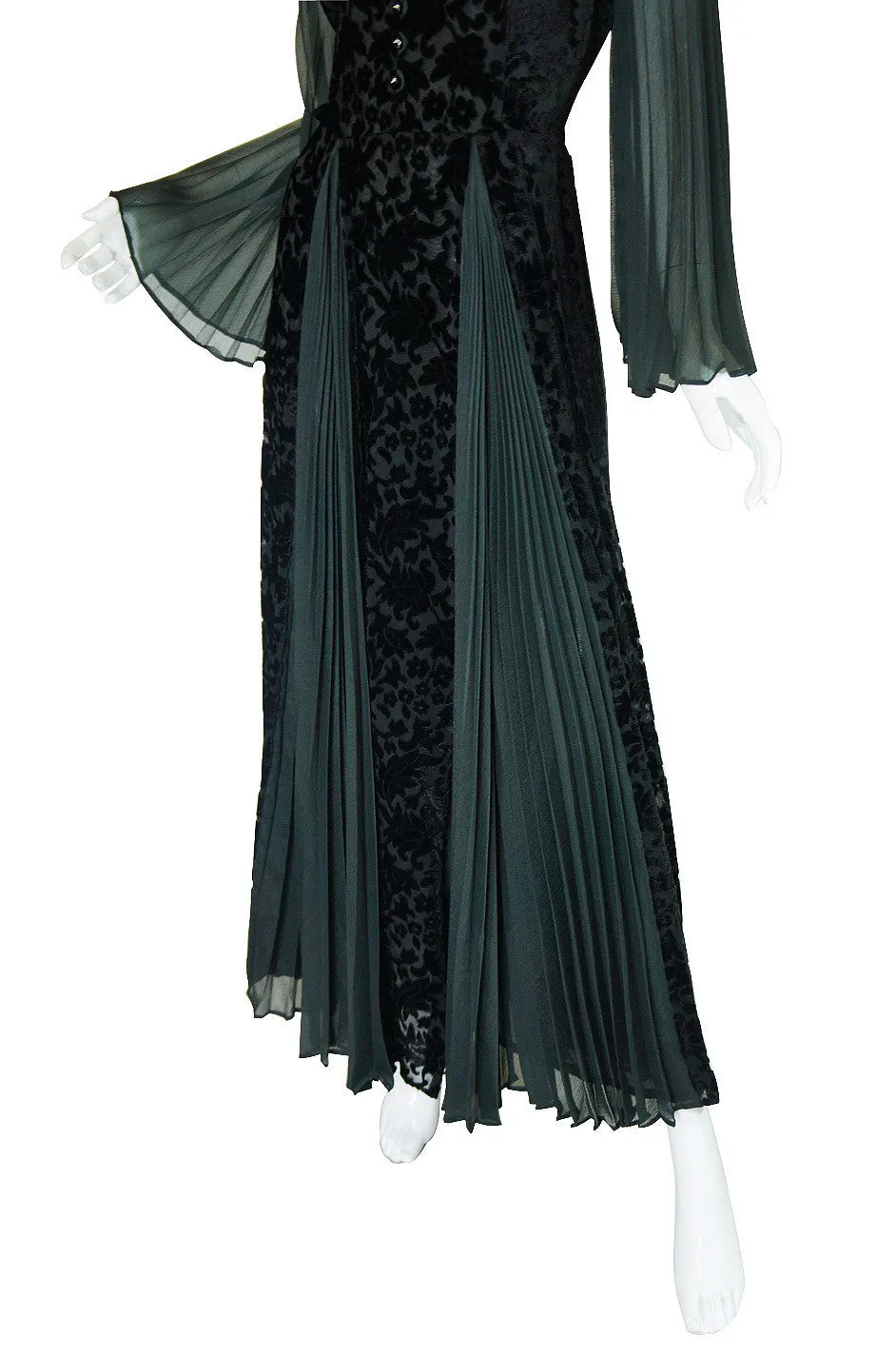 1970s Cut Velvet Thea Porter Gown