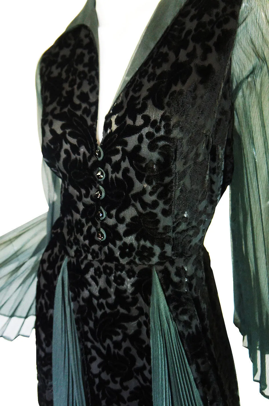 1970s Cut Velvet Thea Porter Gown