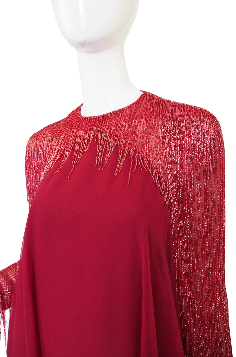 1970s Victoria Royal Larger Chiffon & Bead Gown