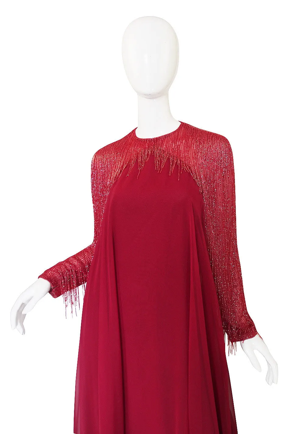 1970s Victoria Royal Larger Chiffon & Bead Gown