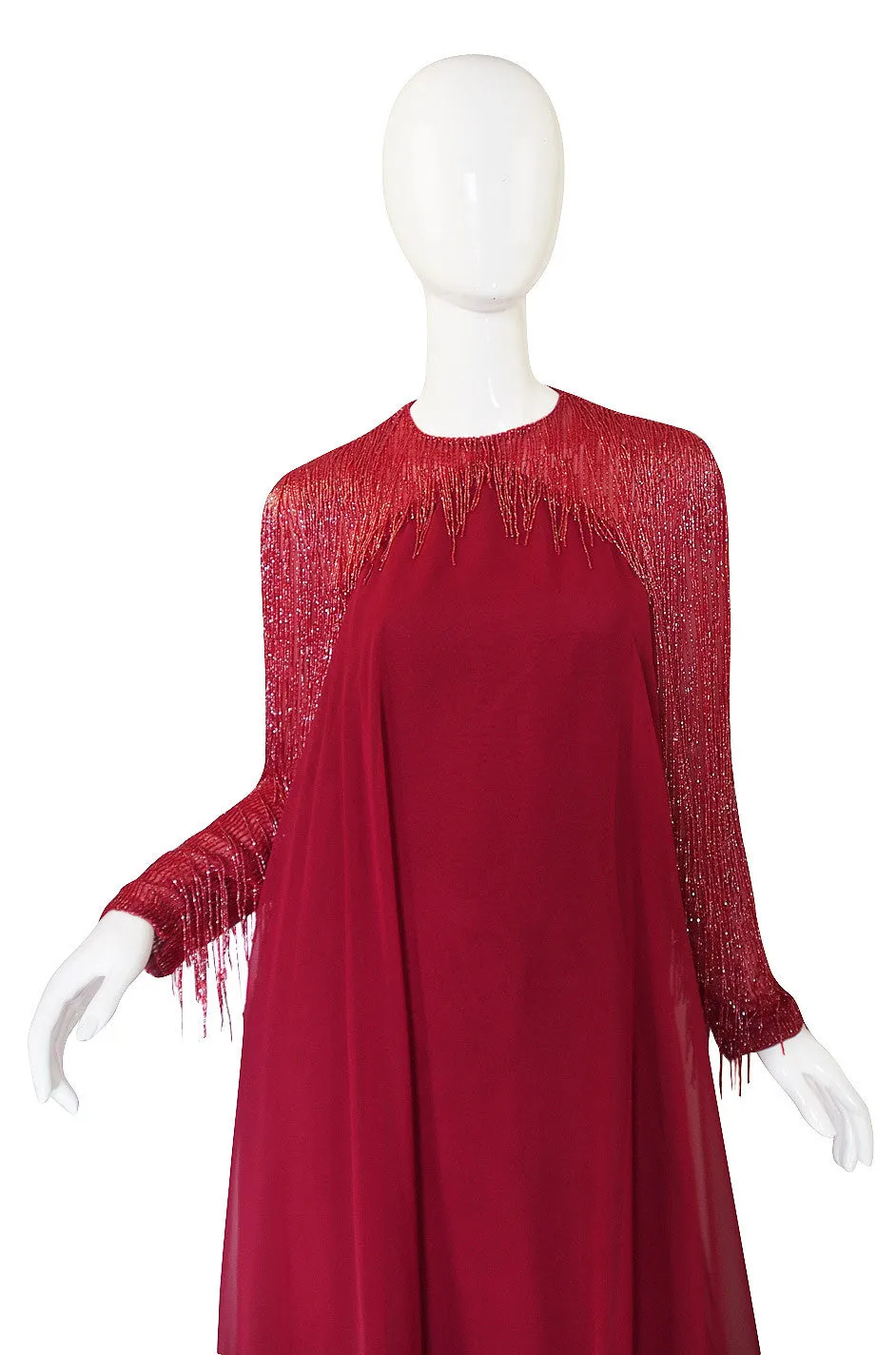 1970s Victoria Royal Larger Chiffon & Bead Gown