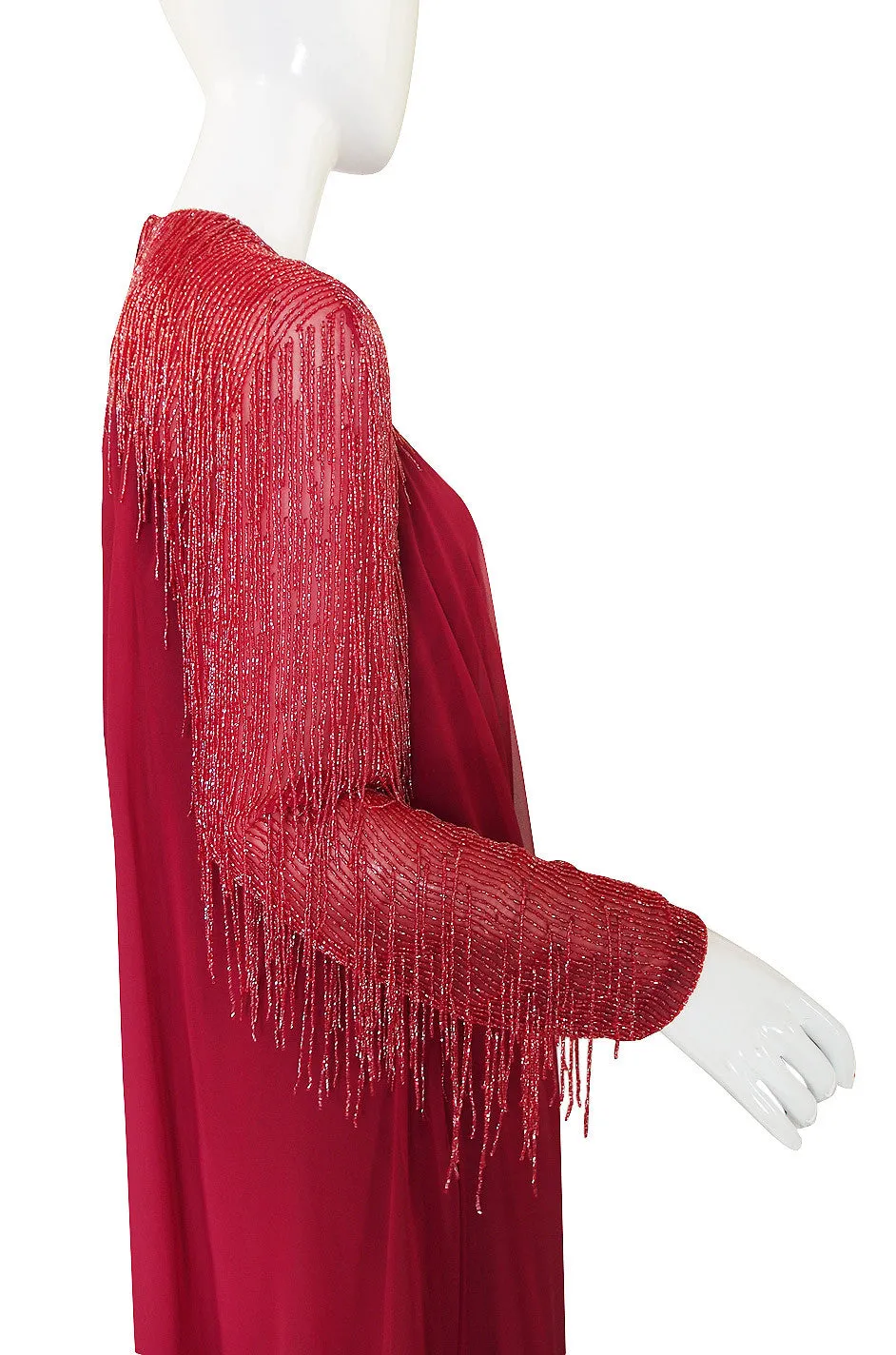 1970s Victoria Royal Larger Chiffon & Bead Gown