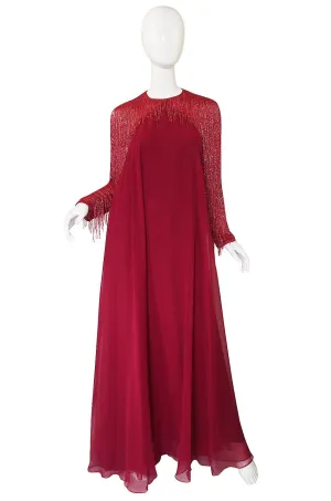 1970s Victoria Royal Larger Chiffon & Bead Gown