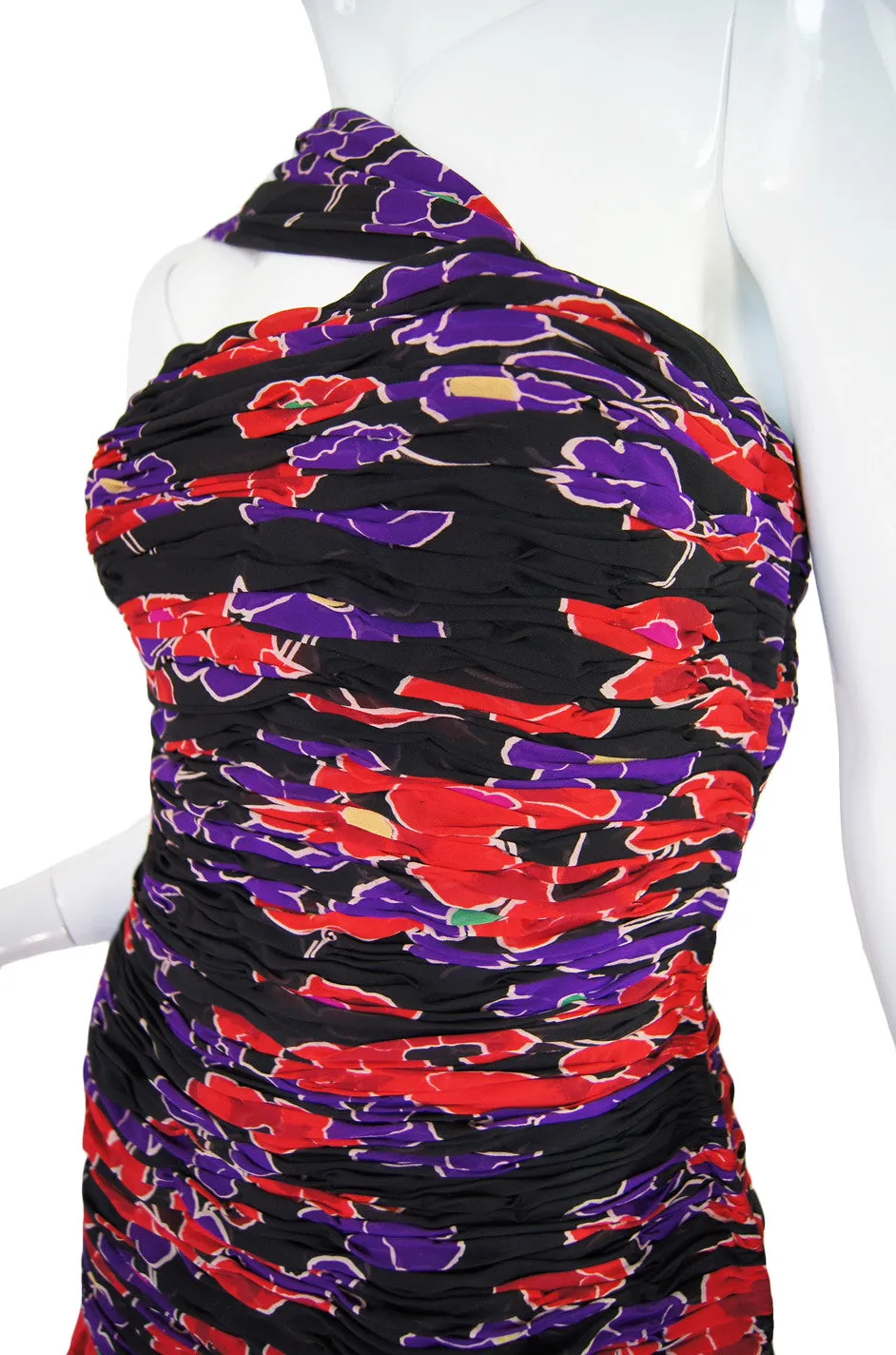 1980s One Shoulder Silk Valentino Gown