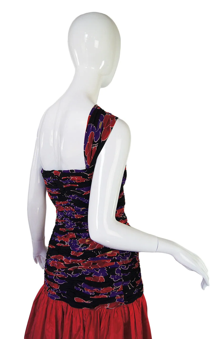 1980s One Shoulder Silk Valentino Gown