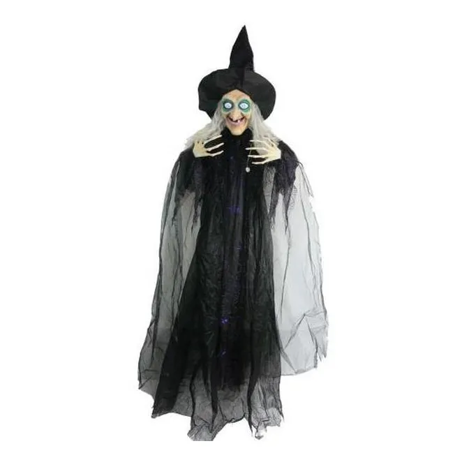 72" Animated Hanging Grey Witch