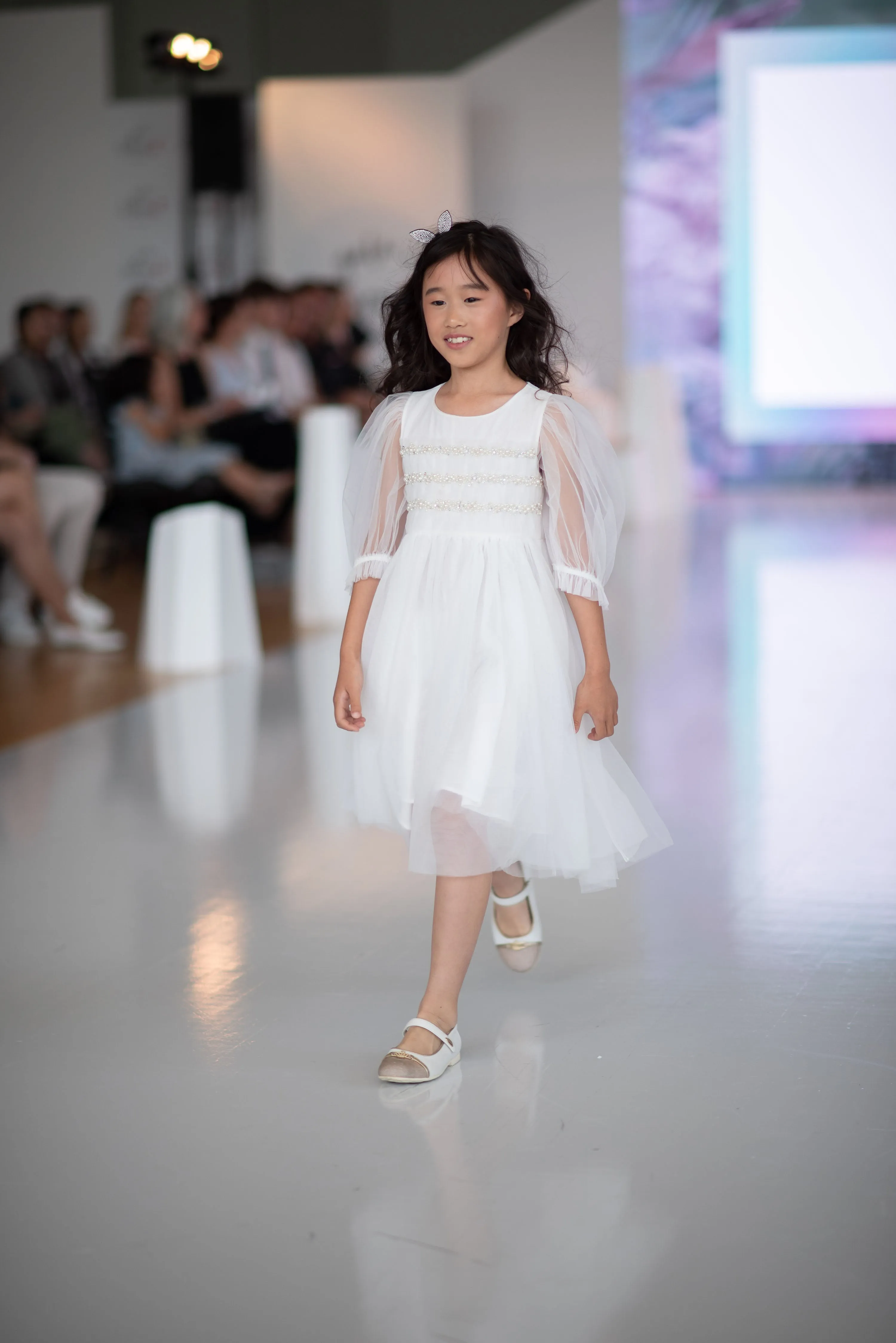 [8/9y] Tutu Du Monde White Quarter Sleeve Tulle Dress