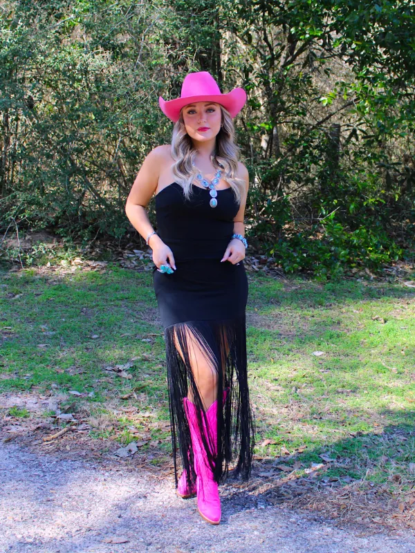 Ace High Fringe Dress, Black
