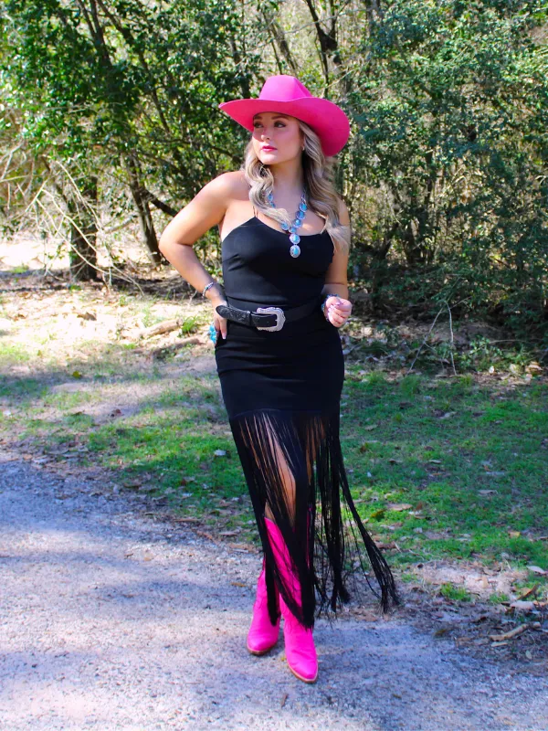 Ace High Fringe Dress, Black