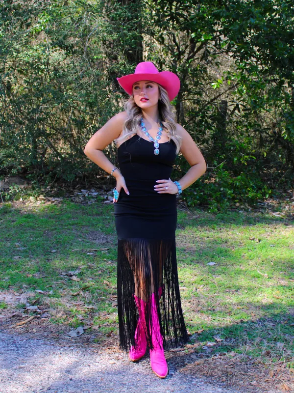 Ace High Fringe Dress, Black