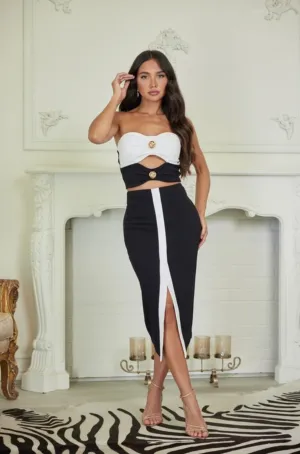 Addie Black and White Skirt Set