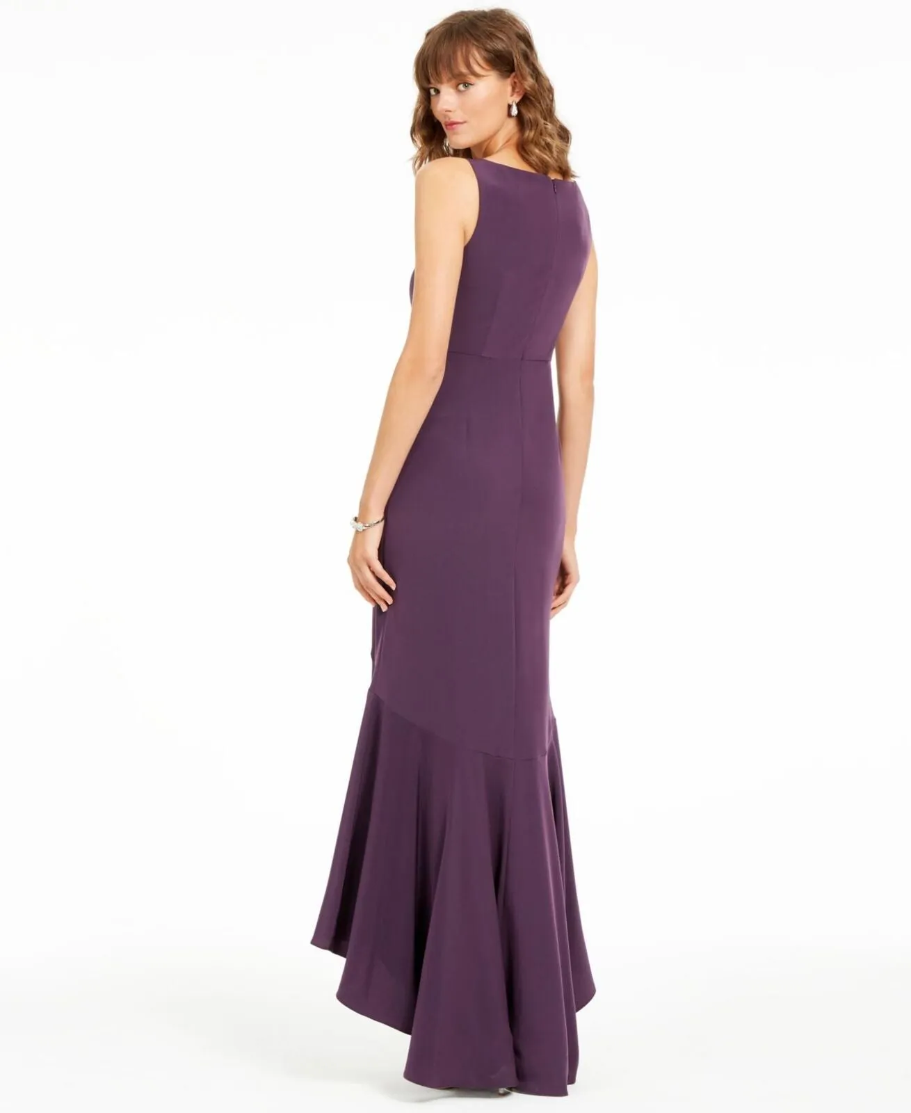 Adrianna Papell Womens Crepe Cascade Gown Maxi Dress AP1E207217 Purple 16
