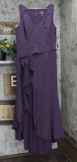 Adrianna Papell Womens Crepe Cascade Gown Maxi Dress AP1E207217 Purple 16